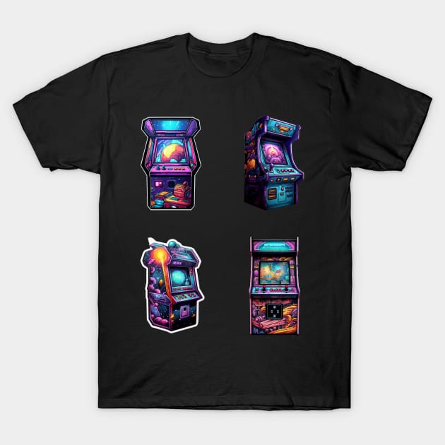 Futuristic Arcade Machine Sticker Set T-Shirt by Popstarbowser